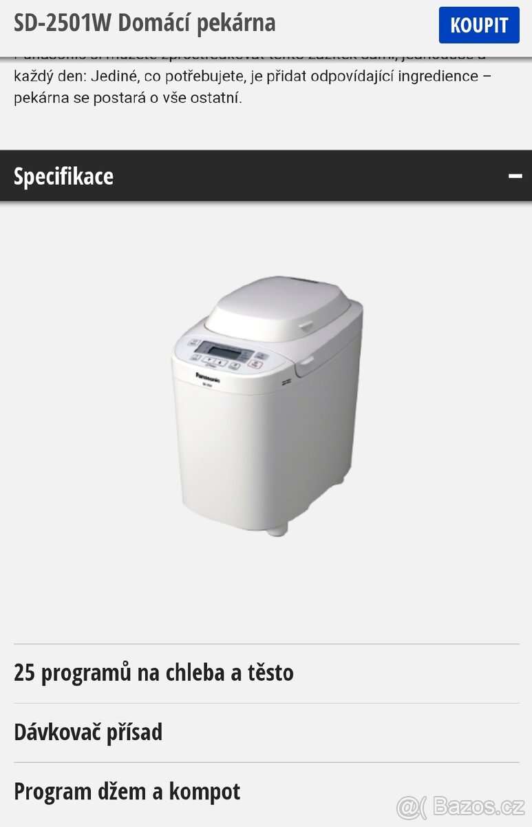 Domácí pekárna Panasonic