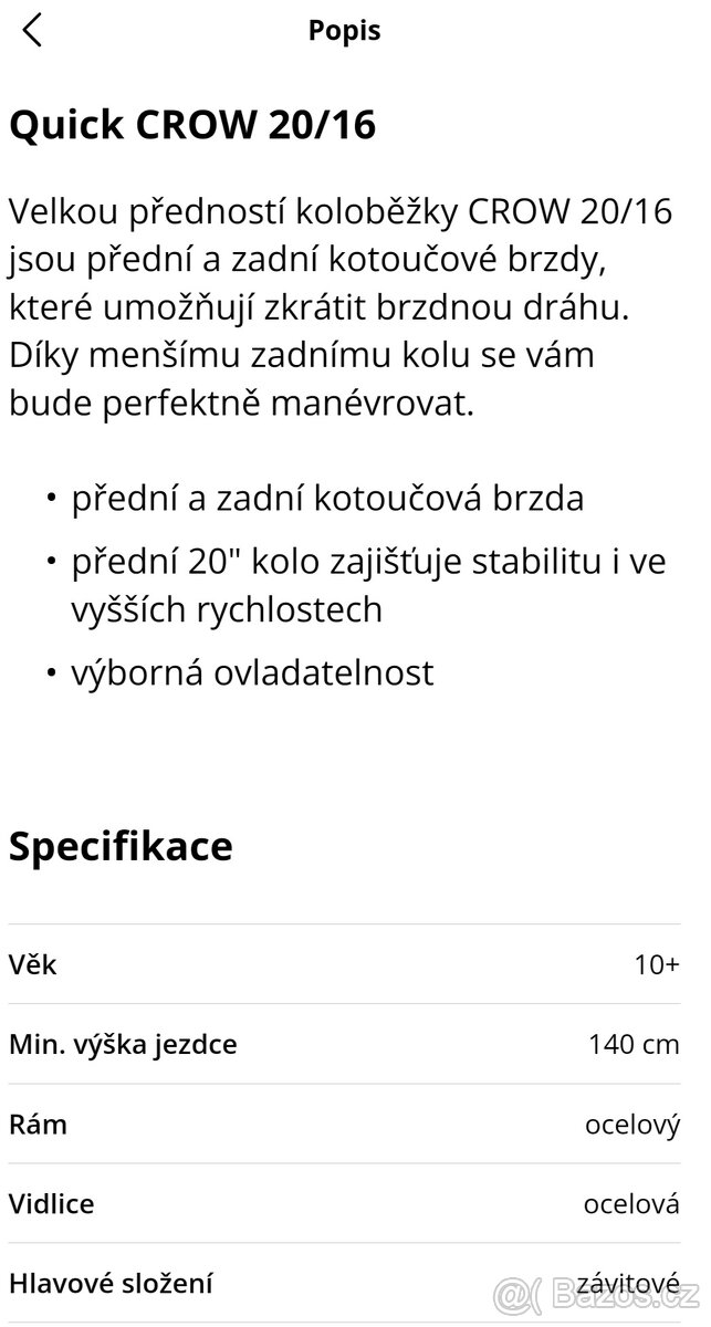 Prodám novou koloběžku s kotoučovými brzdami