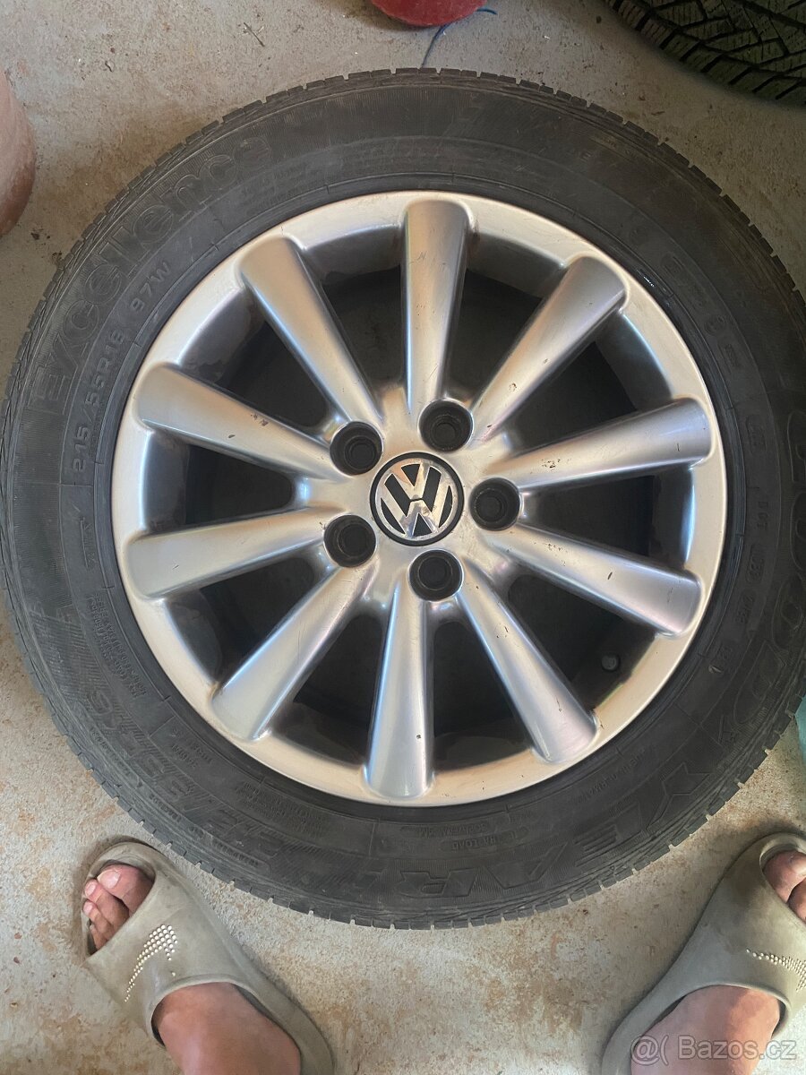 Alu kola 16” 5x112 VW Sharan a letní pneu 215/55/R16