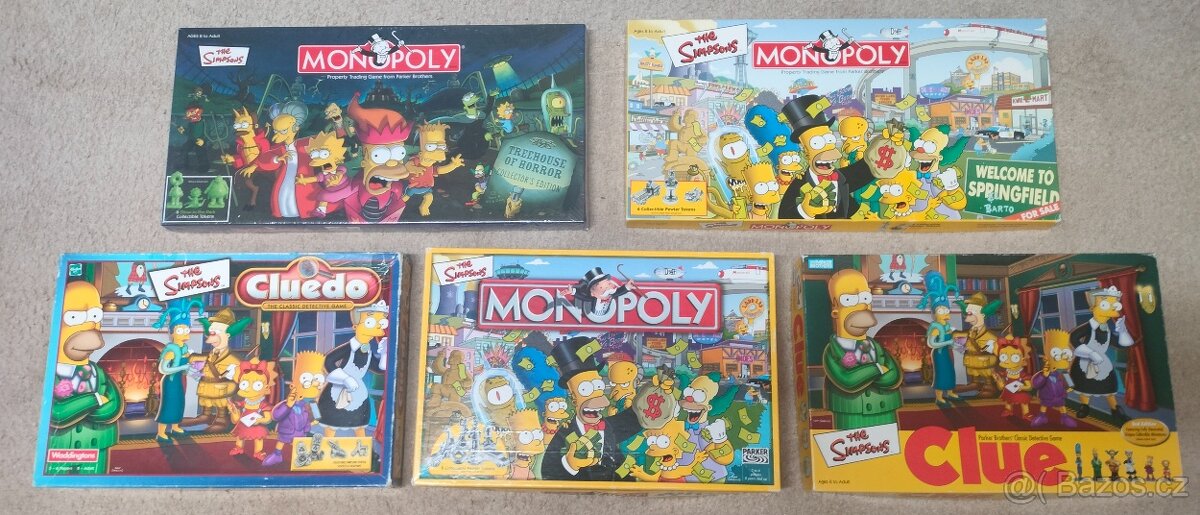 Monopoly simpsons  a cluedo , raritní hry pro děti i dospělé