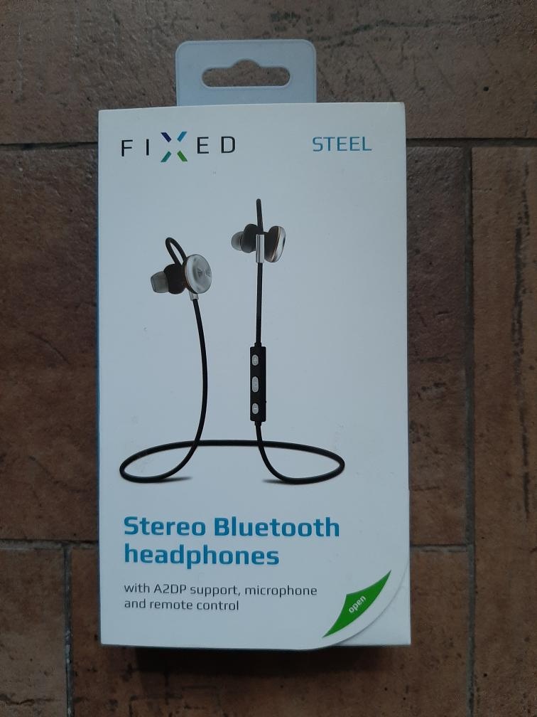 Stereo bluetooth sluchátka FIXED Steel A2DP stříbrná nová