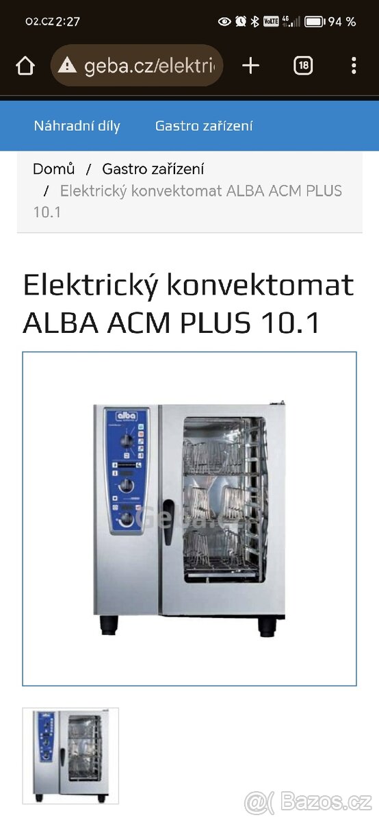 Elektrický konvektomat ALBA ACM Plus 10.1