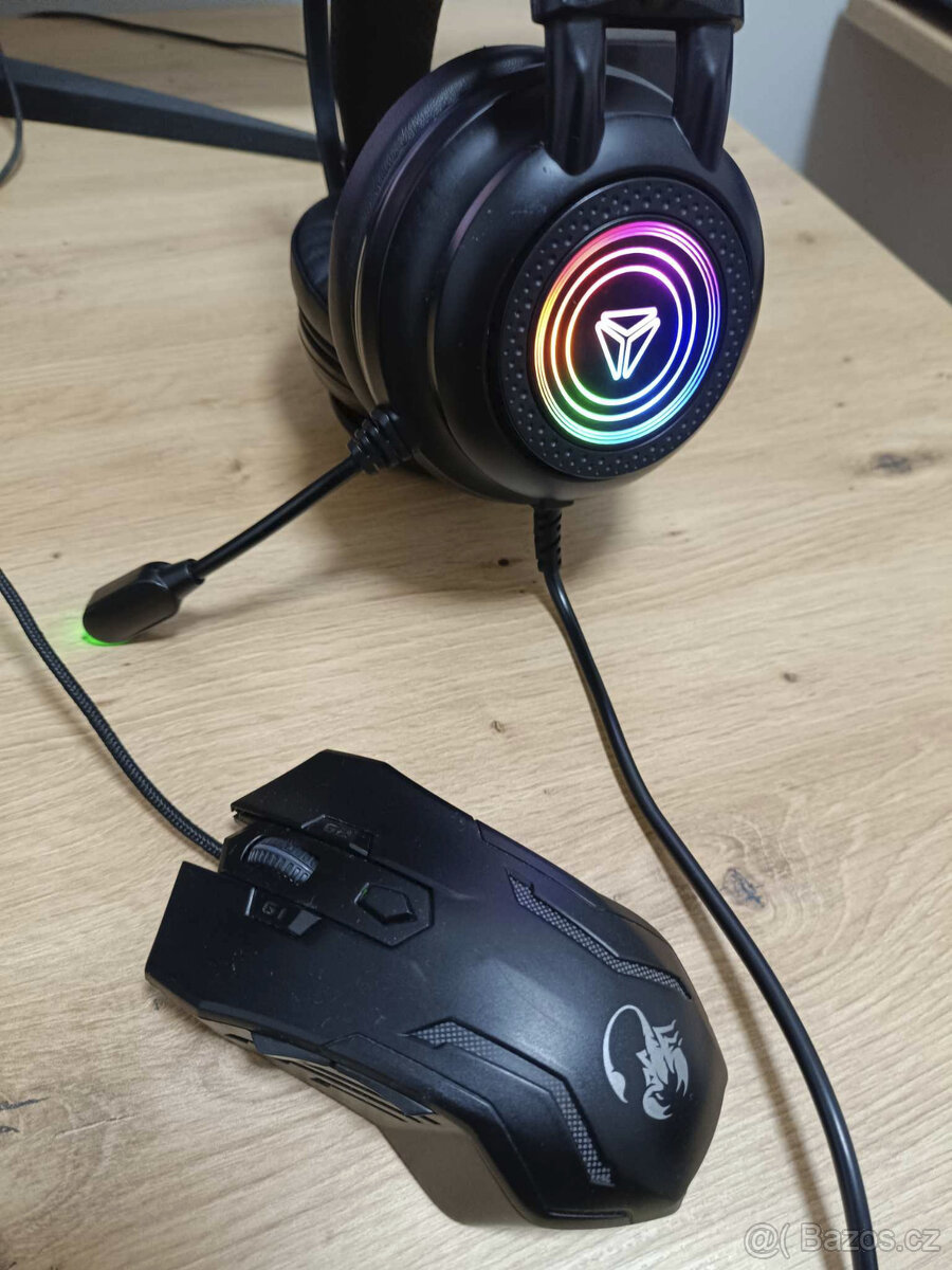 RGB herní sluchátka Yenkee YHP 3035 + RGB myš Genius