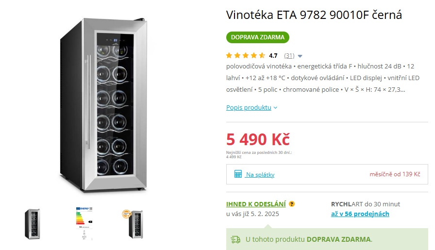 Vinotéka ETA 9782 90010F Černá