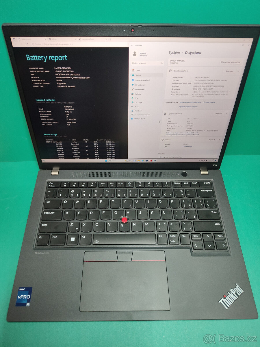 Lenovo ThinkPad t14 g4 i5-1345u 32GB√512GB√FHD+√3r.zár.√DPH