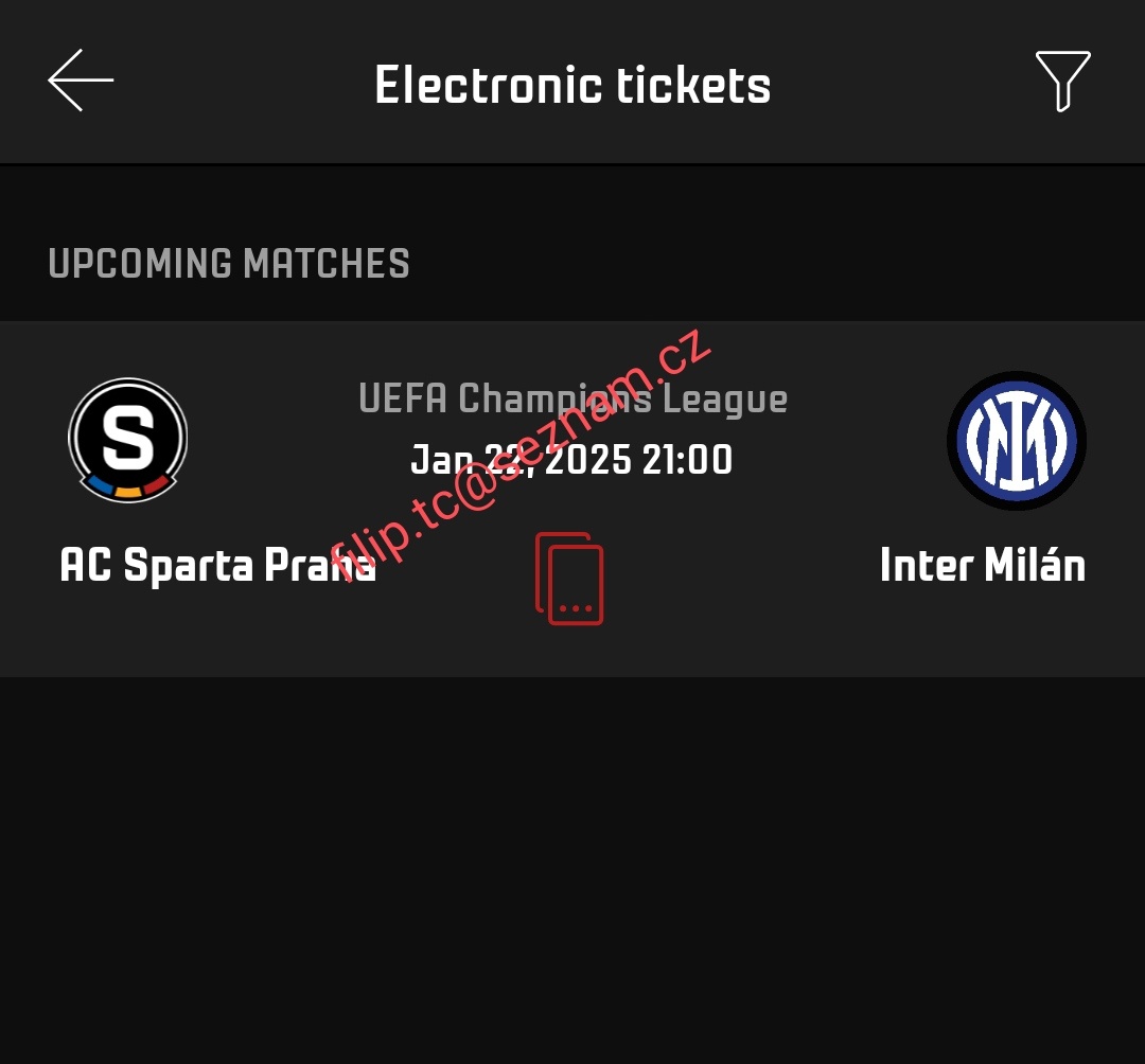 1-4 lístky Sparta vs Inter Milan Liga mistrů