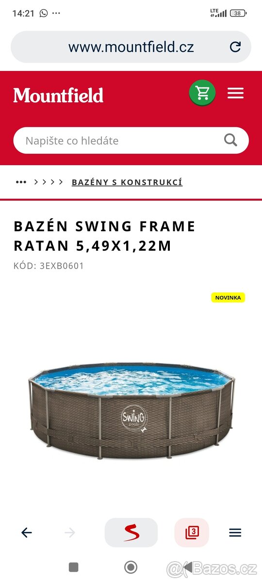 Bazén Swing Frame Ratan 5,49 x 1,22