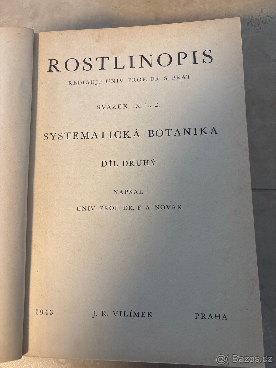 Kniha ROSTLINOPIS systematická botanika, DR.F.A. NOVÁK