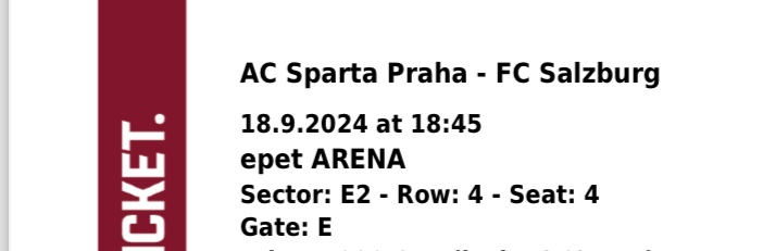 Lístek AC Sparta Praha - RB Salzburg