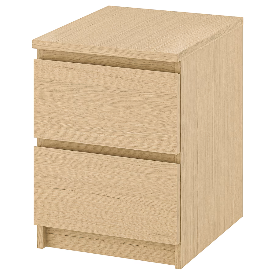 Nové dva noční stolky IKEA MALM bíle mořený dub