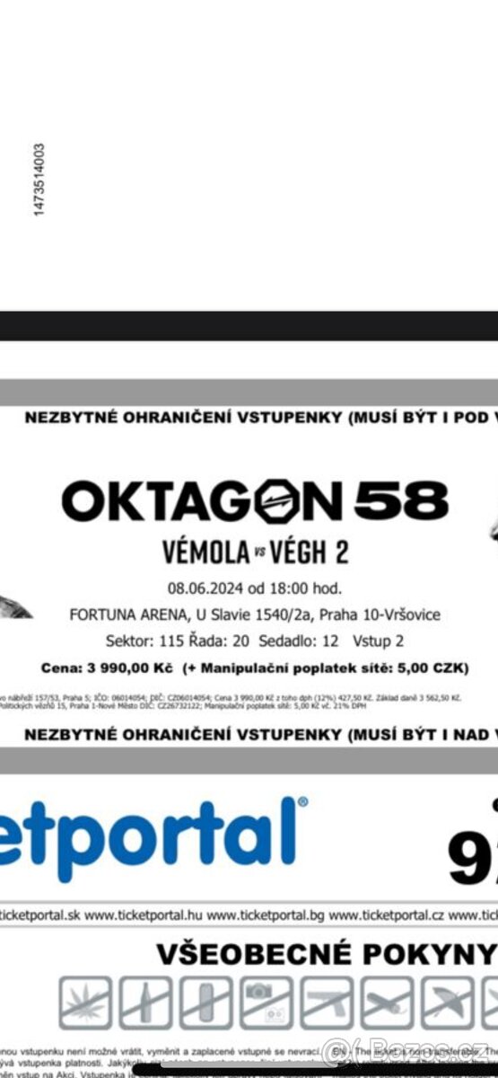 Oktagon 58 - Vemola vs Vegh 2x listky