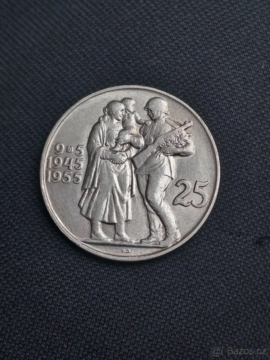 25 koruna 10. výročí osvob. Československa 1955