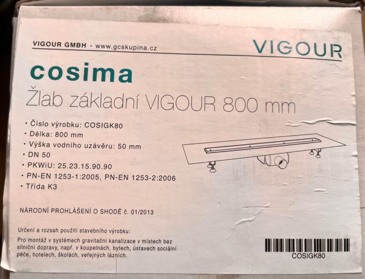 Sprchový žlab Vigour 800mm - sleva po dohodě