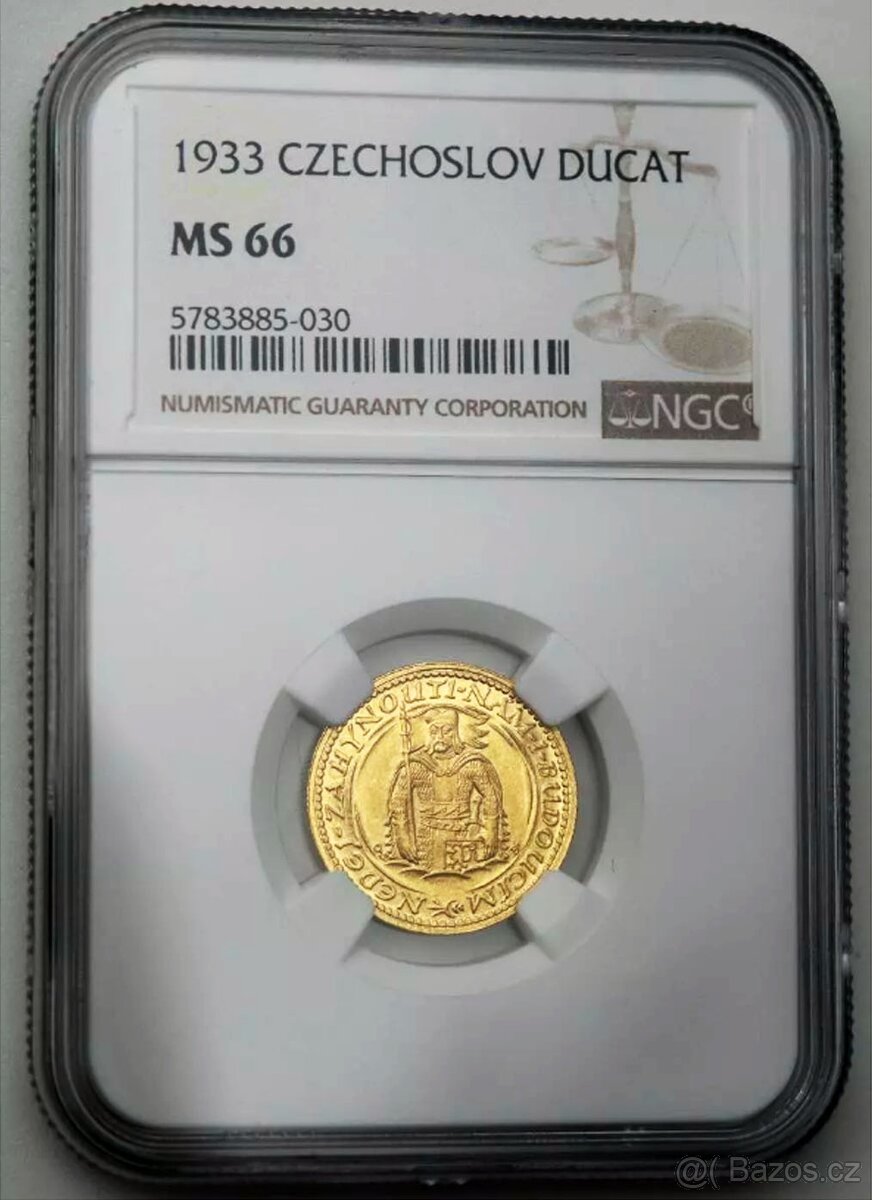 Svatováclavský dukát 1933, certifikace NGC MS 66