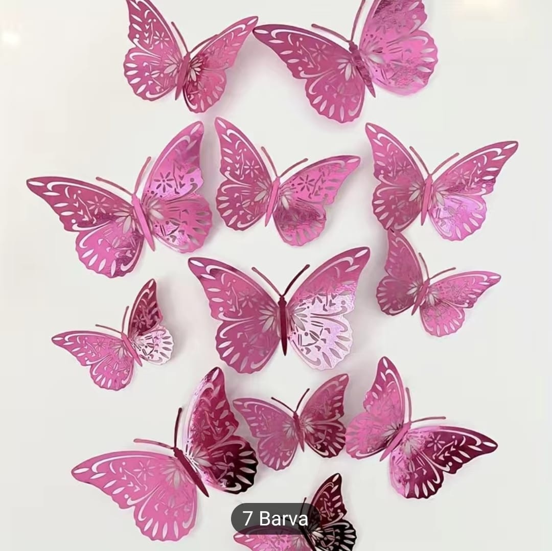 NOVÉ ZBOŽÍ -  3D motýlci - růžové sady