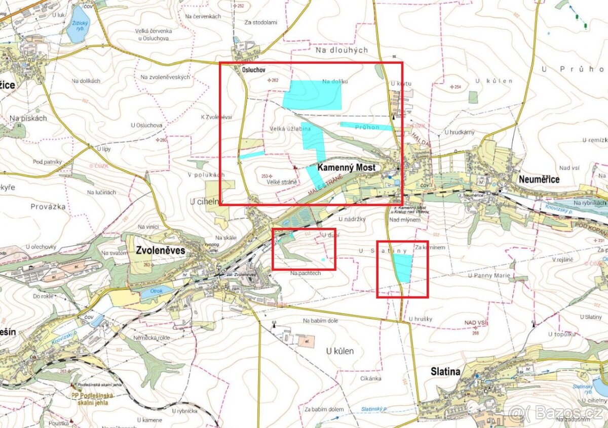 Prodej velkých celků 73 335 m² v kú Kamenný Most, Zvoleněves