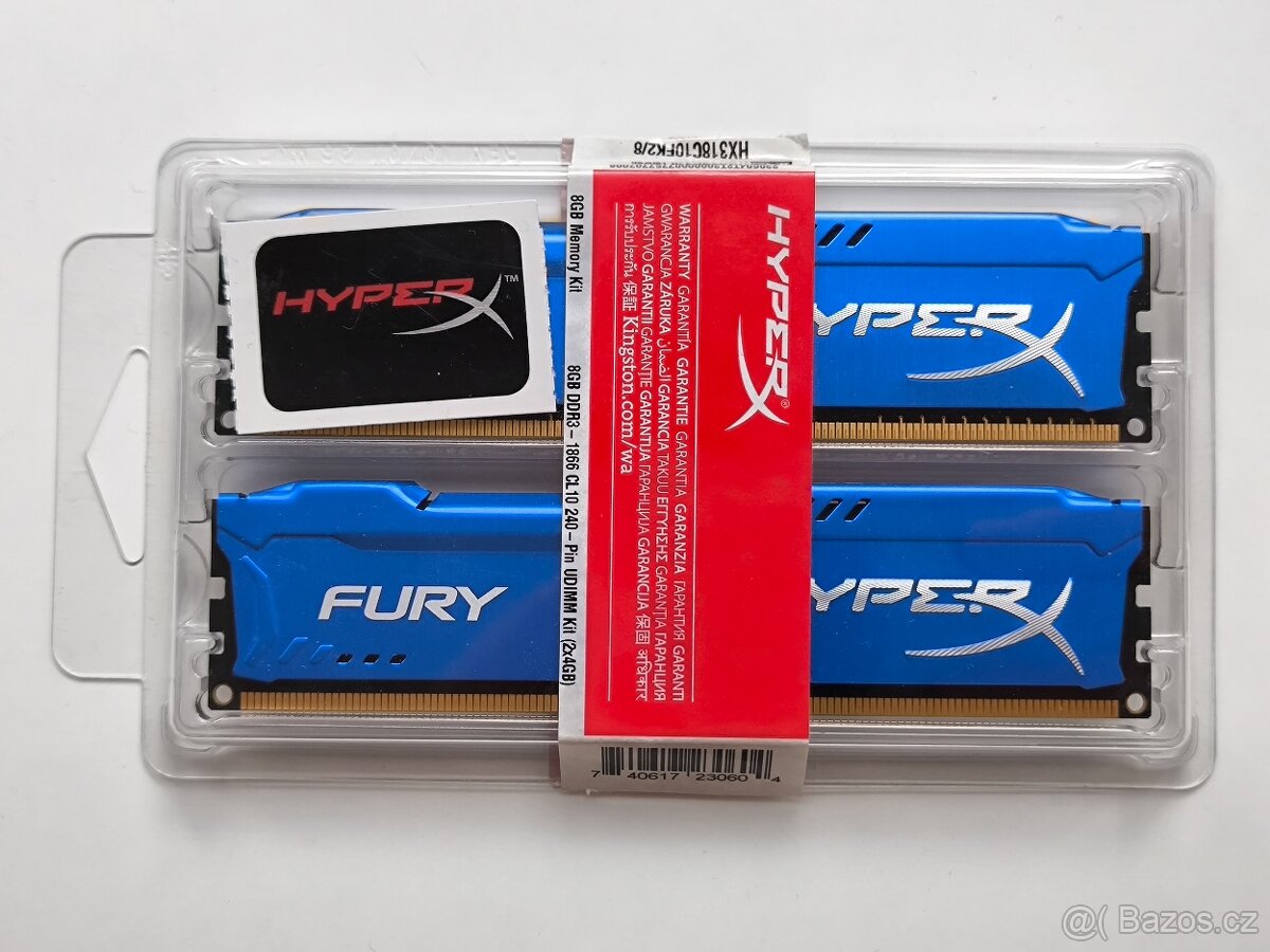 Paměti Kit Kingston HyperX 8GB (2x4GB) DDR3 1866 CL10 Nové