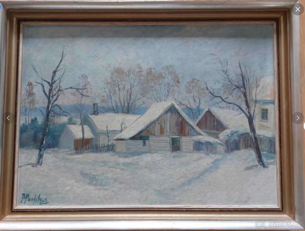 Obraz Zimní krajina, B. Pavlík, 1964