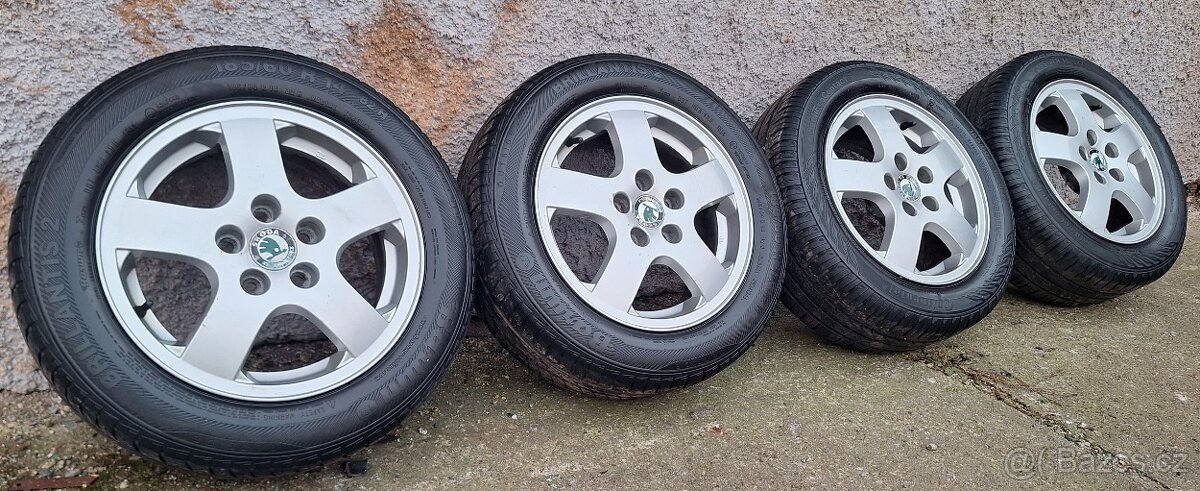 Alu kola R14 5x100 Škoda + letní pneu 185/60/14