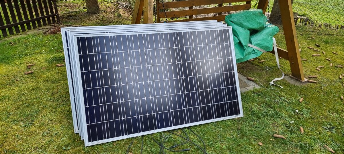 Fotovoltaické solární panely 9ks + profily + držáky panelů
