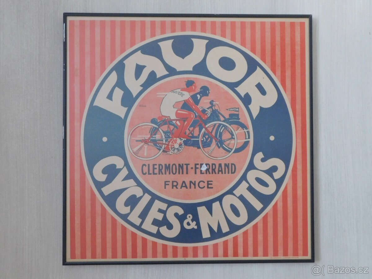 Originální cyklistický reklamní plakát CYCLES & MOTOS FAVOR