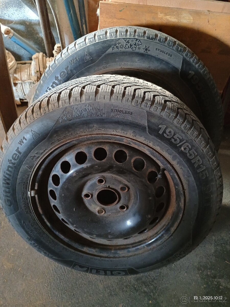 2x zimní kola 195/65 R15 vzorek 7mm Škoda VW Seat