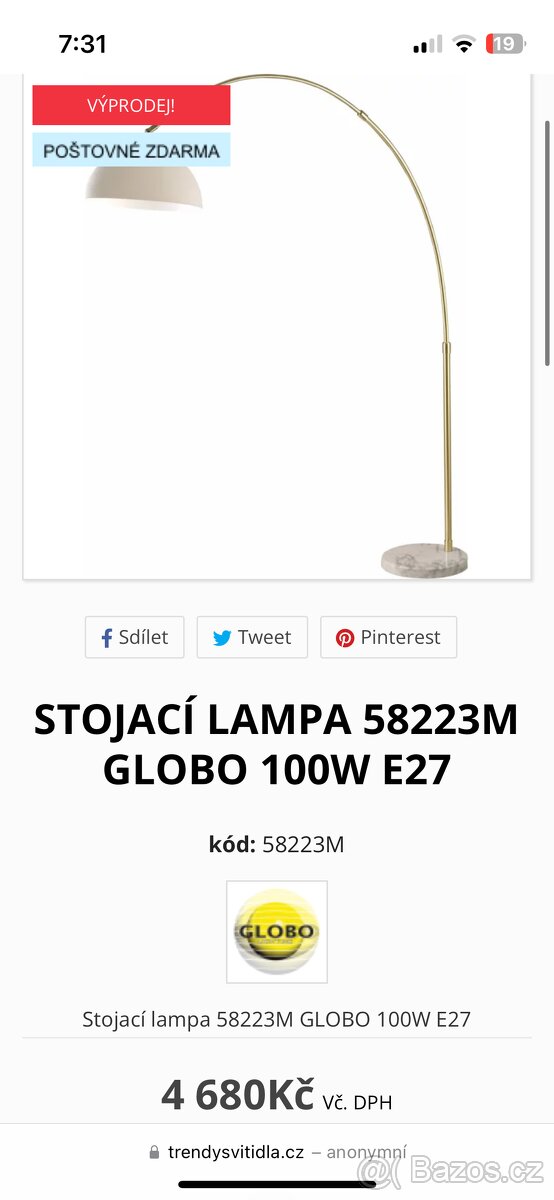 Stojací lampa Globo lighting 58223