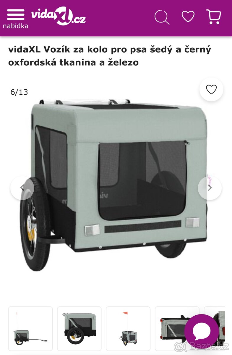 Vozík za kolo pro psa