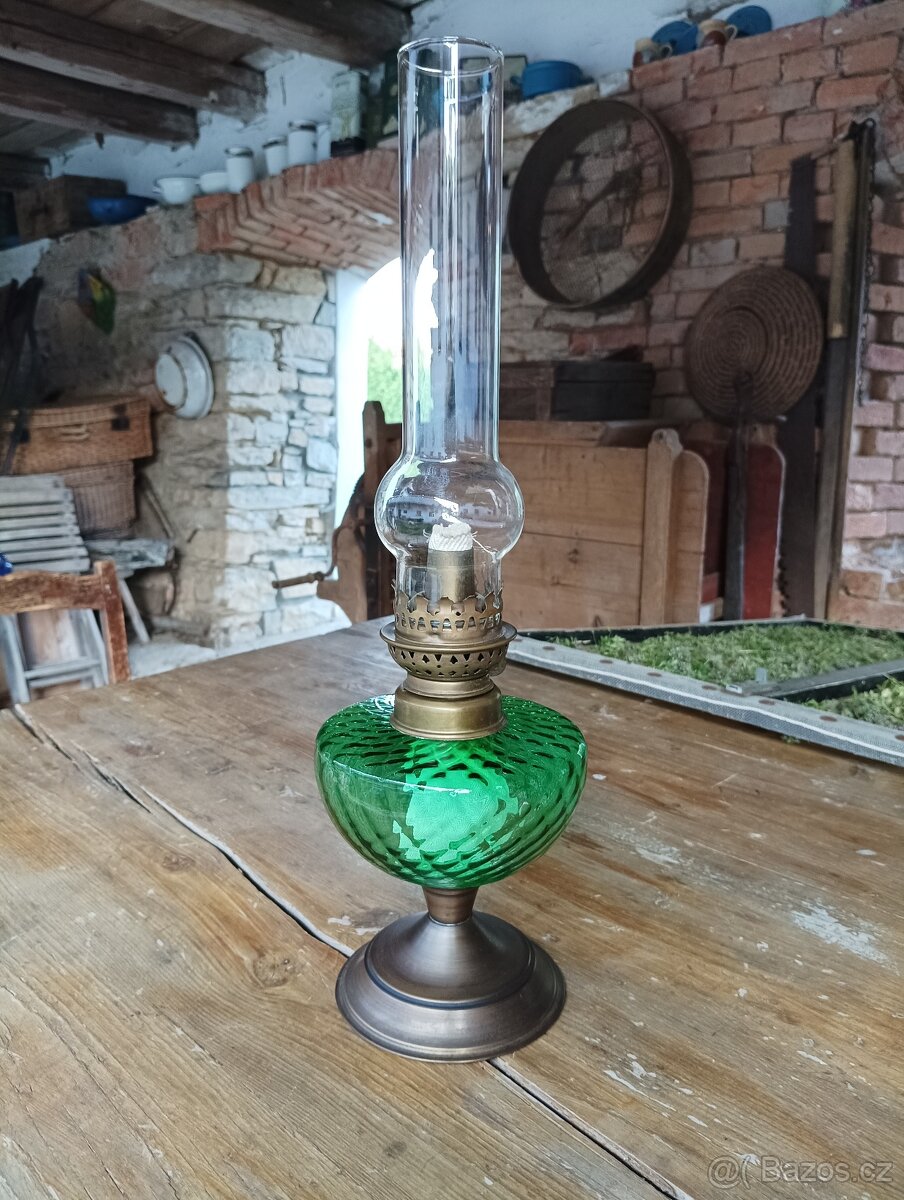 STAROŽITNÁ ZNAČKOVÁ PETROLEJOVÁ LAMPA Z FRANCIE 1920 ARTDECO