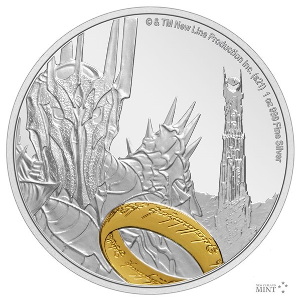 Pán prstenů 2021 Sauron proof - Stříbrná mince 1 Oz