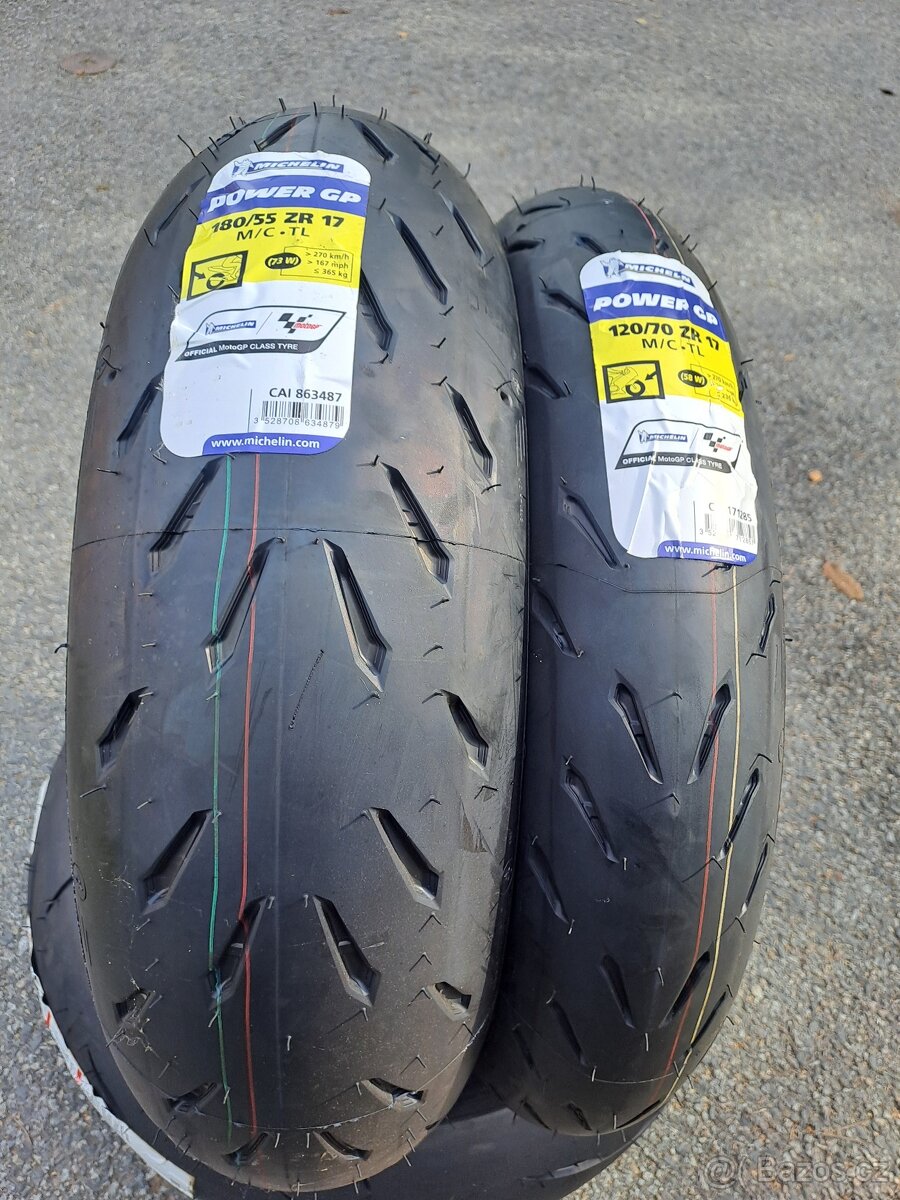 Pneumatiky nova sada Michelin power GP 120/70-17+180/55-17