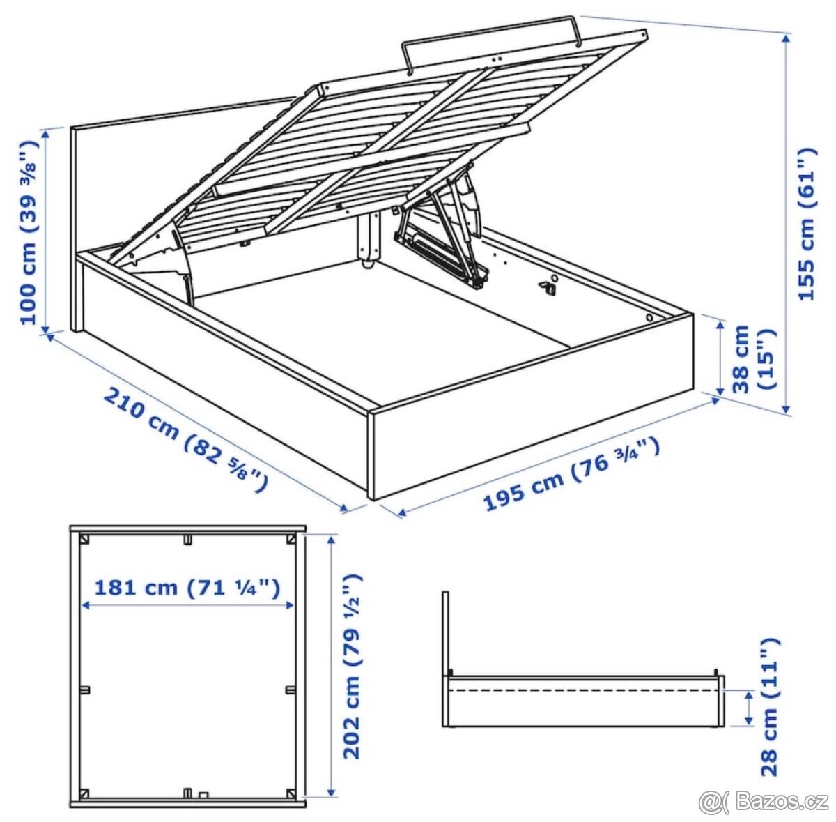 Postel Ikea Malm s úložným prostorem 180x200