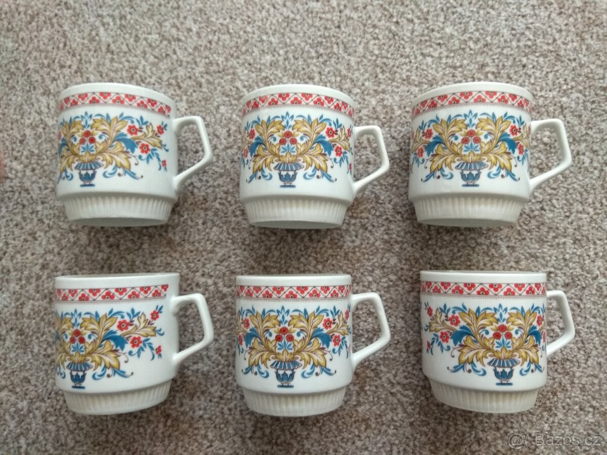 Nová sada hrnků - Porcelánka Dubí Czechoslovakia - 6 ks