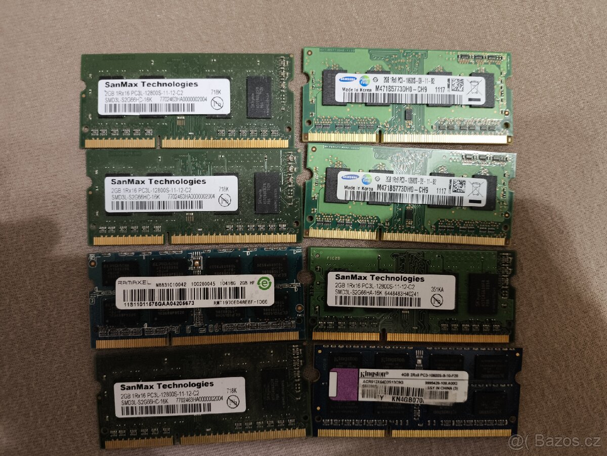 Paměti RAM do notebooku ddr3 7x2gb 1x4gb