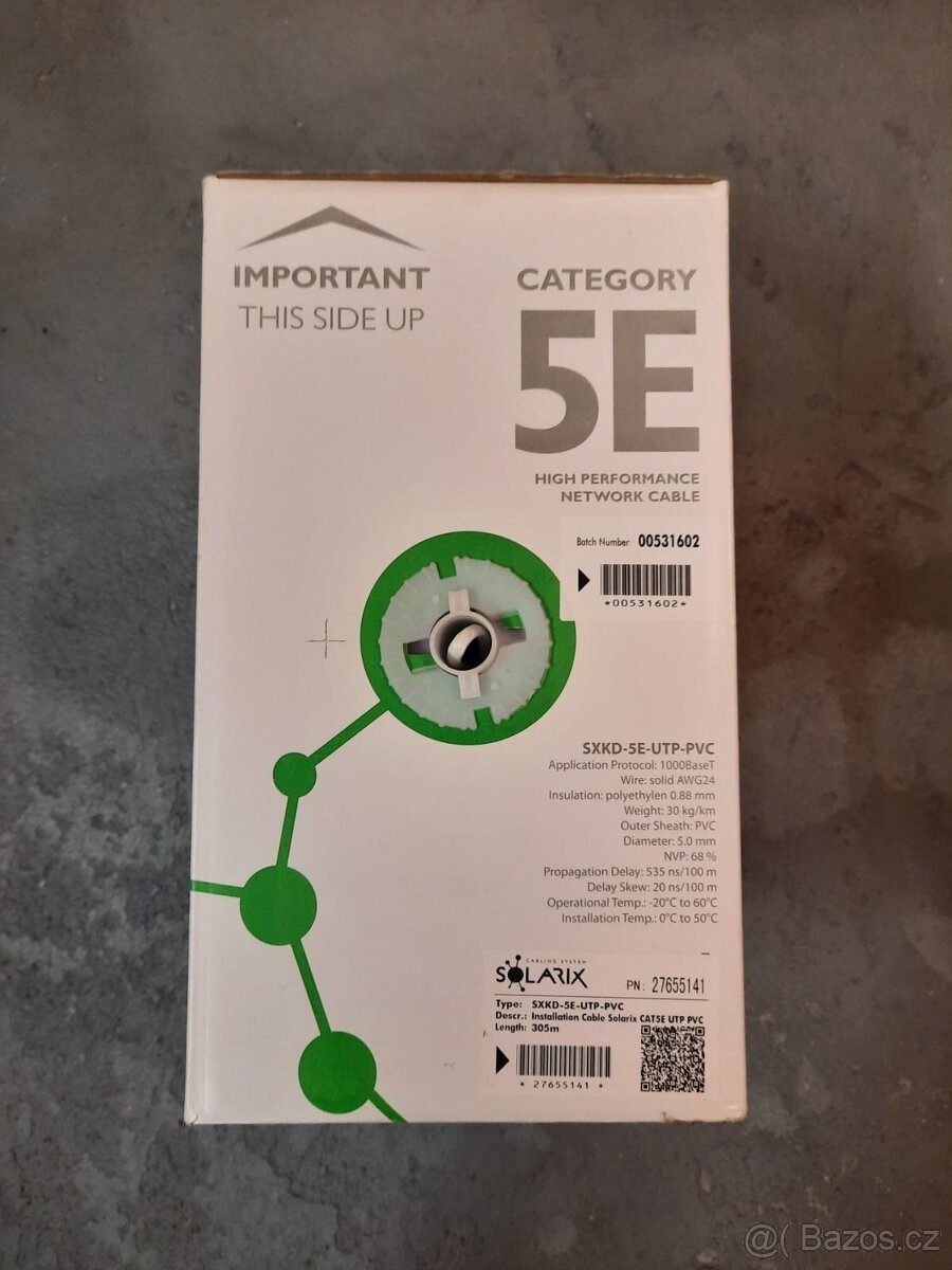 Instalační kabel CAT5e - UTP - PVC - Solarix 