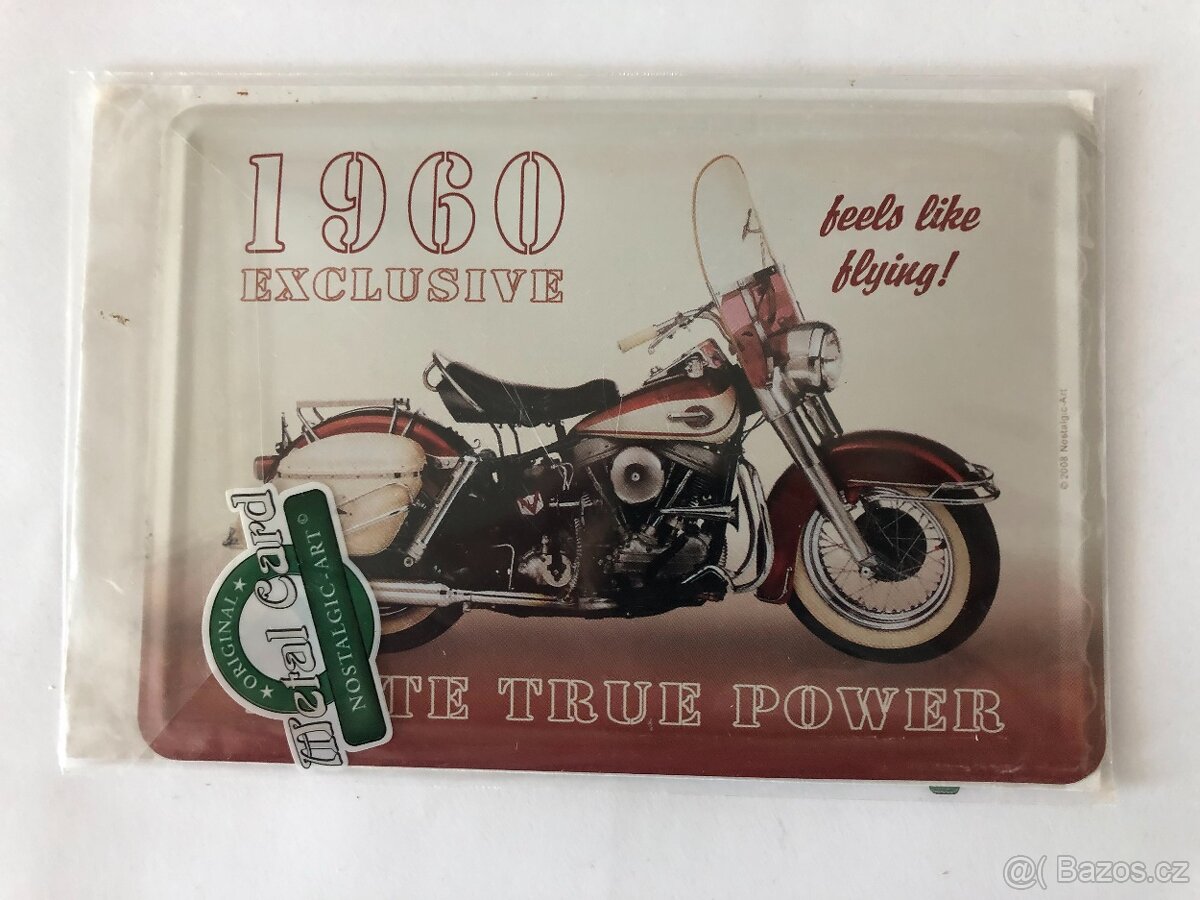 Plechová pohlednice - motorka