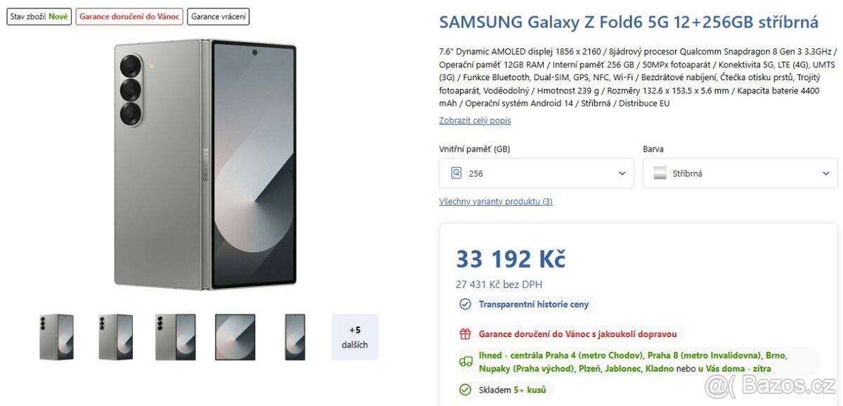 SAMSUNG Z FOLD6 FOLD 6 256GB SILVER