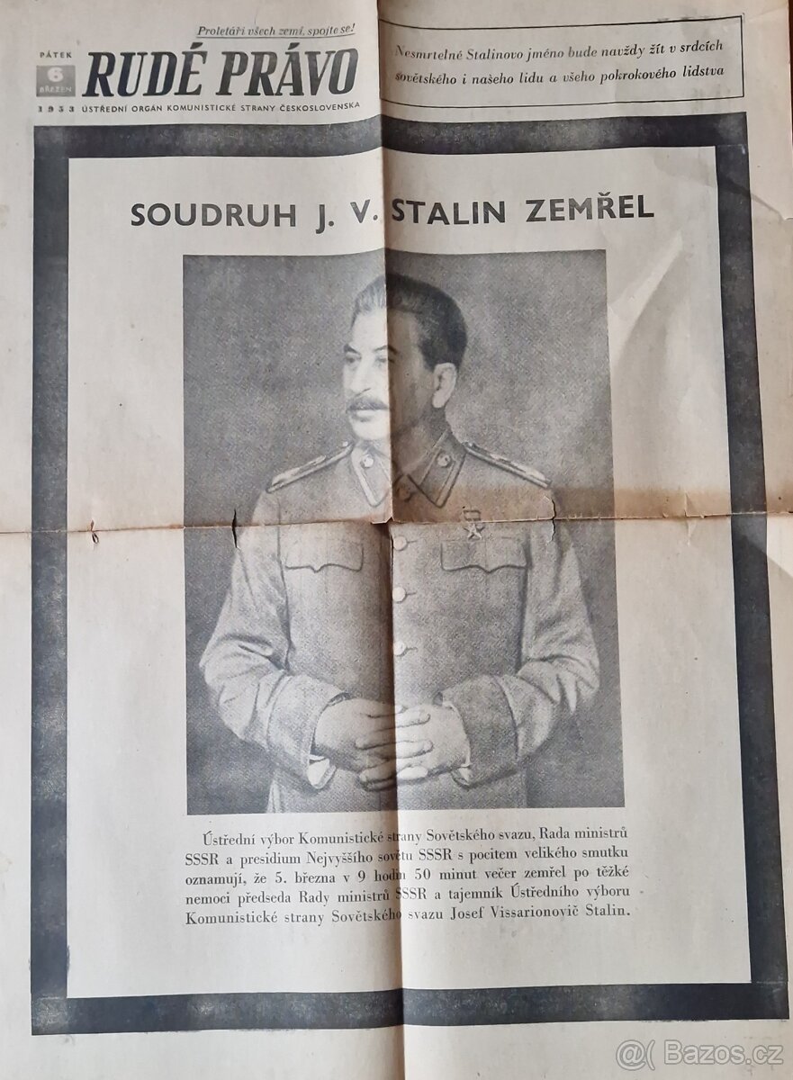 Úmrtí Stalin,Úmrtí Gottwald - i Pravda a Gazeta noviny