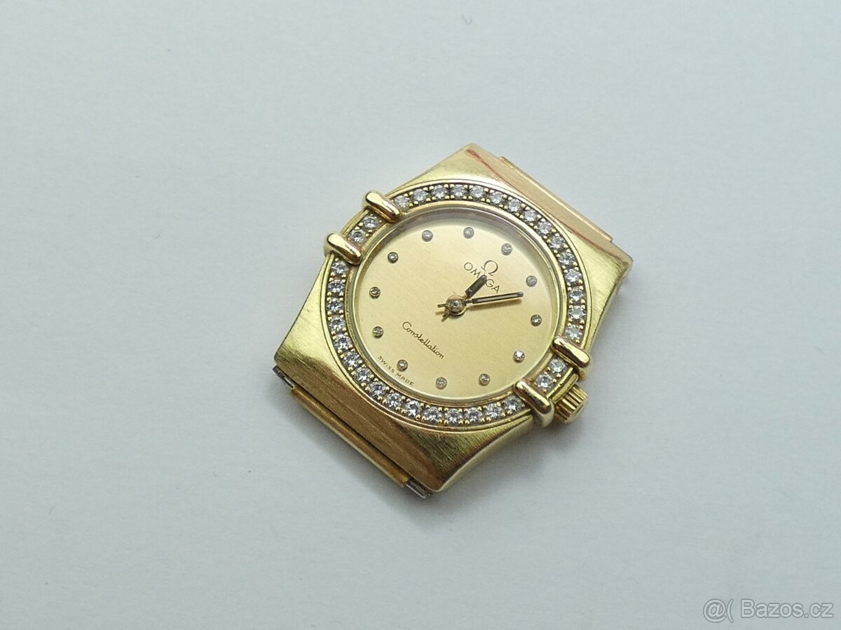 Zlaté 18 K hodinky Omega + brilianty
