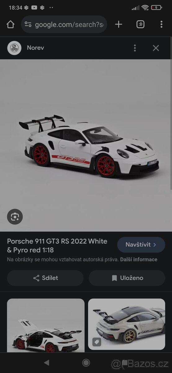 Porsche 911 GT3 RS 2022 White & Pyro red 1:18 Norev