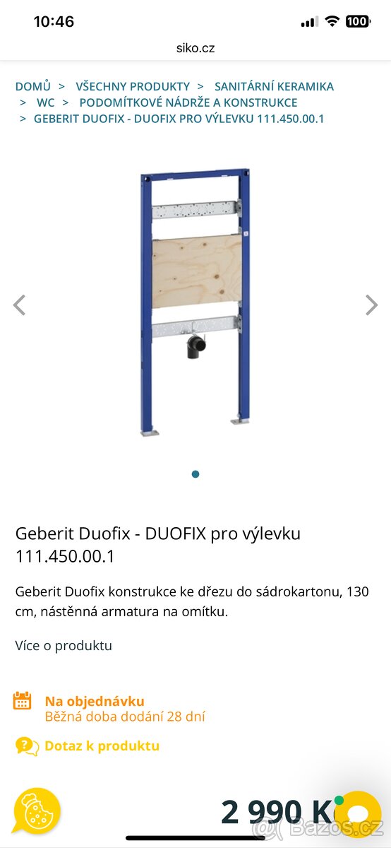 Geberit Duofix pro výlevku 111.450.00.1