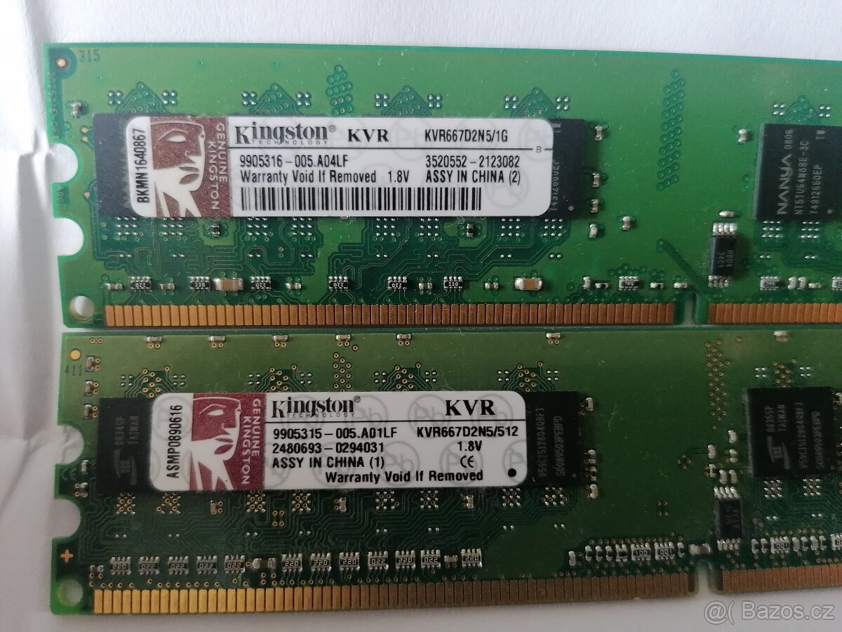 Ram DDR2 Kingston 667Mhz 1Gb + 512 Mb