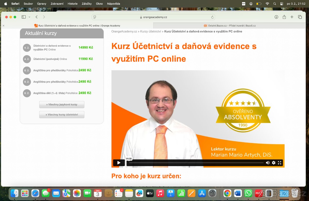 Online kurz účetnictví a daňová evidence - Orange Academy