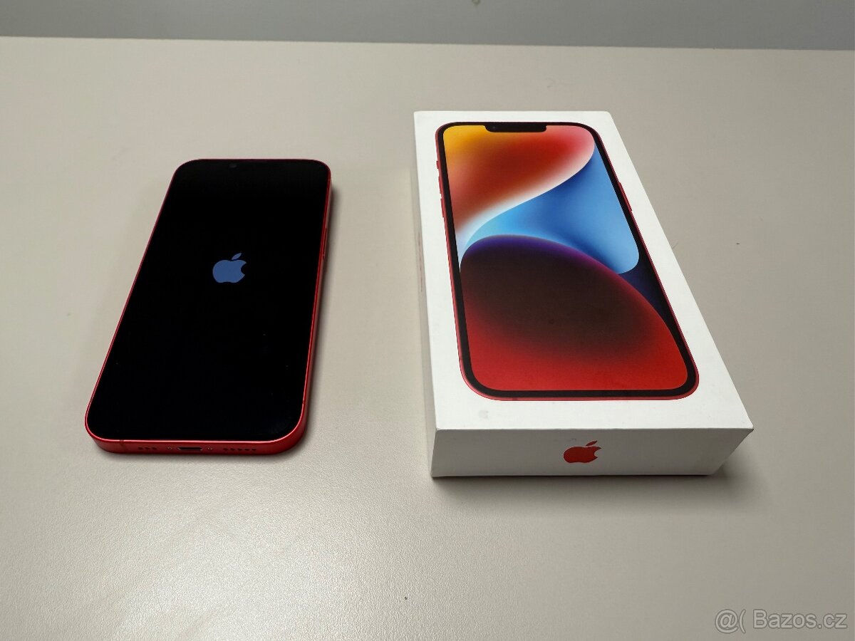 Apple iPhone 14 128GB Red - top stav, komplet, záruka 1 rok