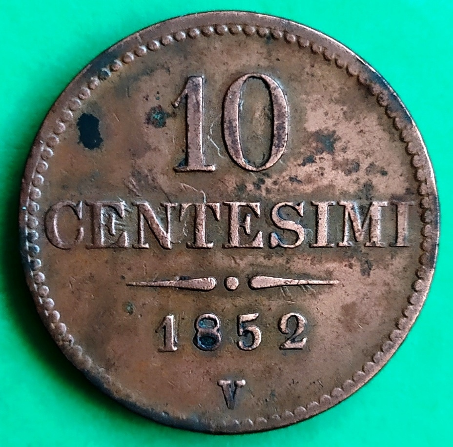 10 Centesimi 1852 V BENÁTKY František Josef I. VZÁCNÁ