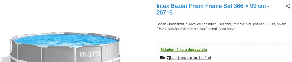 Bazén Intex 366x99 cm