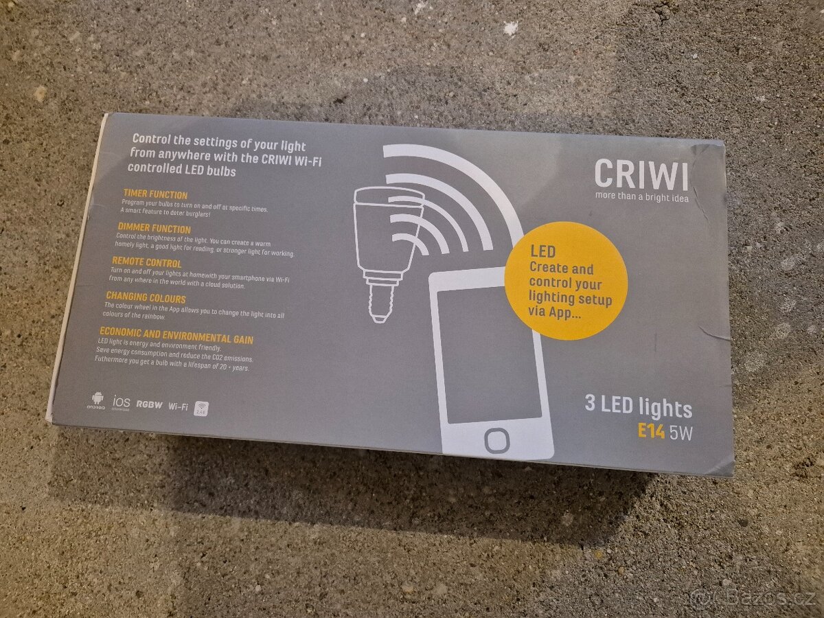 Nové WiFi ovládané RGBW žárovky Criwi 3ks