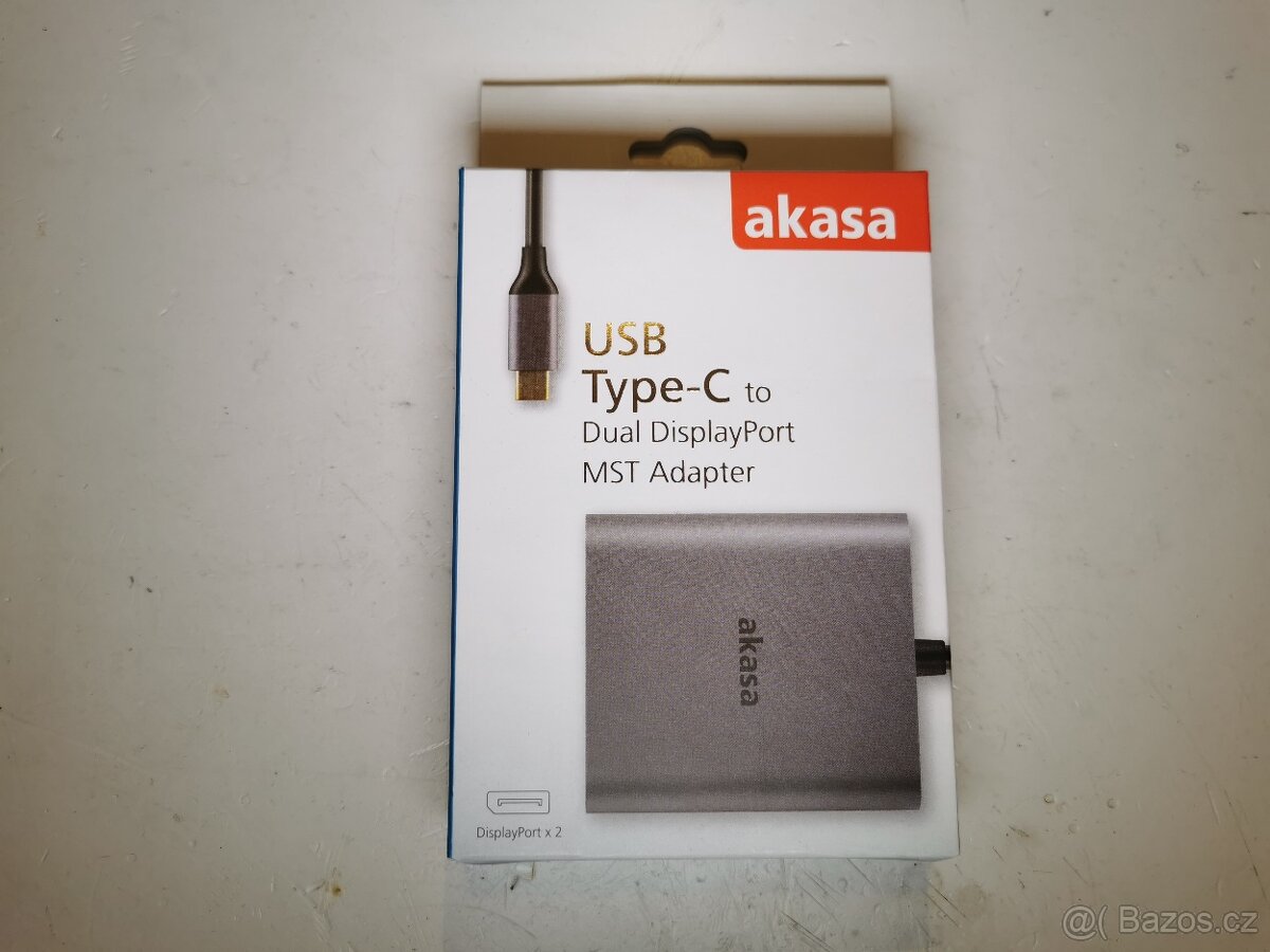 AKASA USB Type-C to Dual DisplayPort adapter - NOVÝ