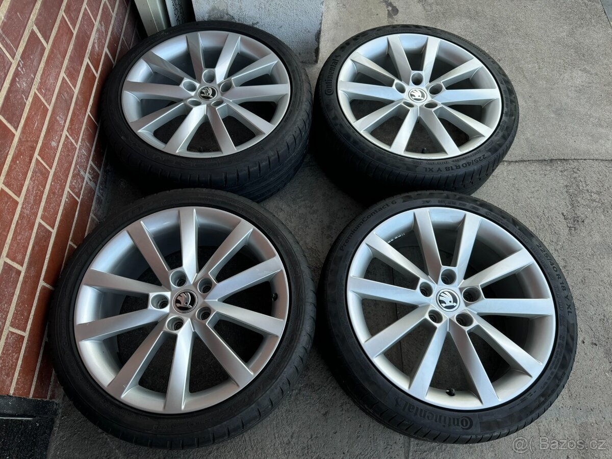 Alu 18" 5x112, škoda ALARIS, O3 LaK pneu 85%