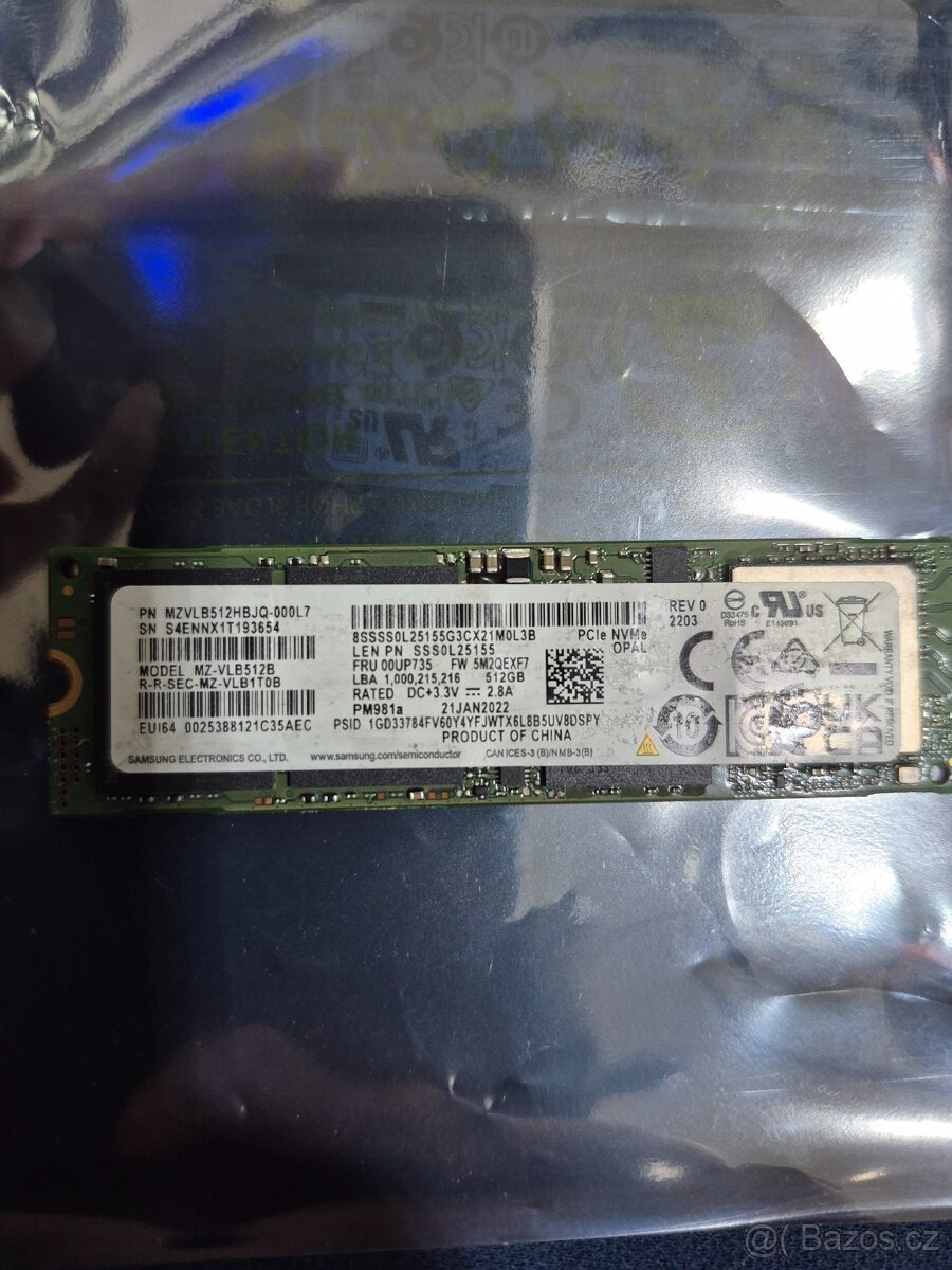 M.2 NVMe SSD - 512GB ZÁNOVNÍ ZDRAVÍ 99-100% VÍCE KUSŮ